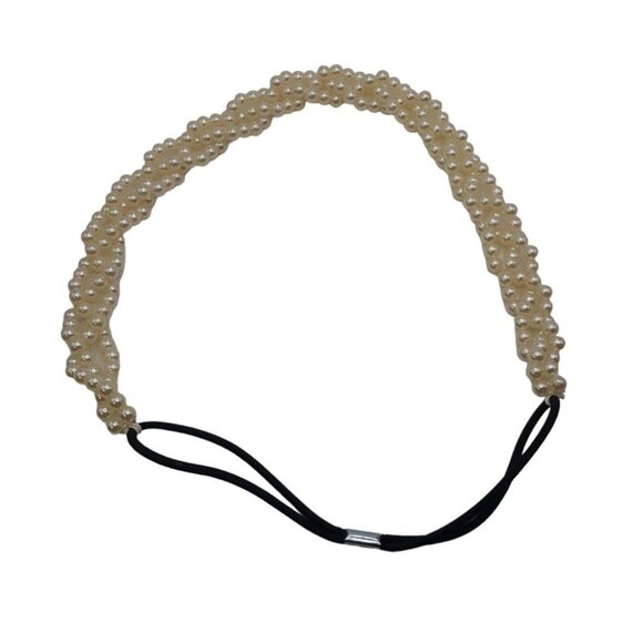 Imitation Pearls Braided Stretch Hair Band Weddings Dressy Hair Accessory